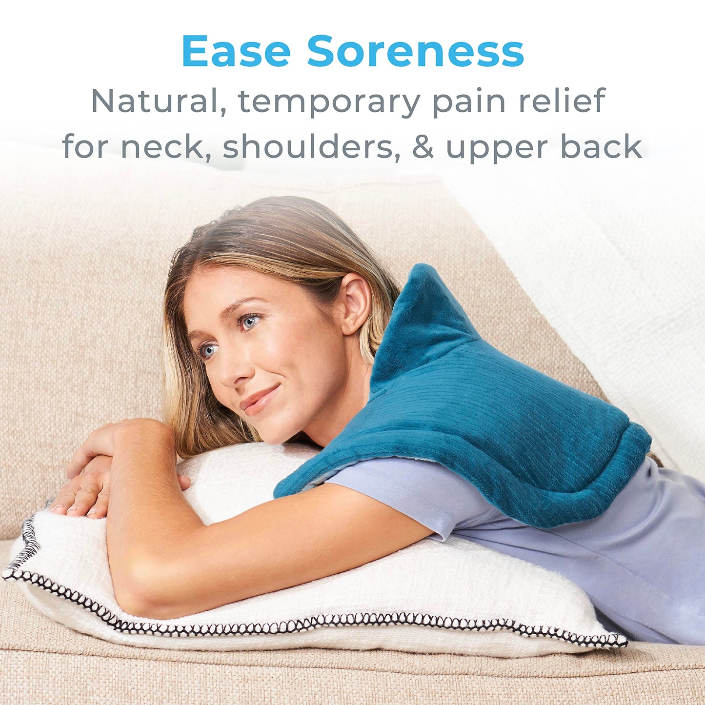 Pure Enrichment PureRelief Neck & Shoulder Heating Pad - 4 Heat Settings, Auto Shut-Off, Universal Fit, Magnet Closure, Soft Micromink, Storage Bag, 5-Year Warranty, Machine Wash (Turquoise Blue)