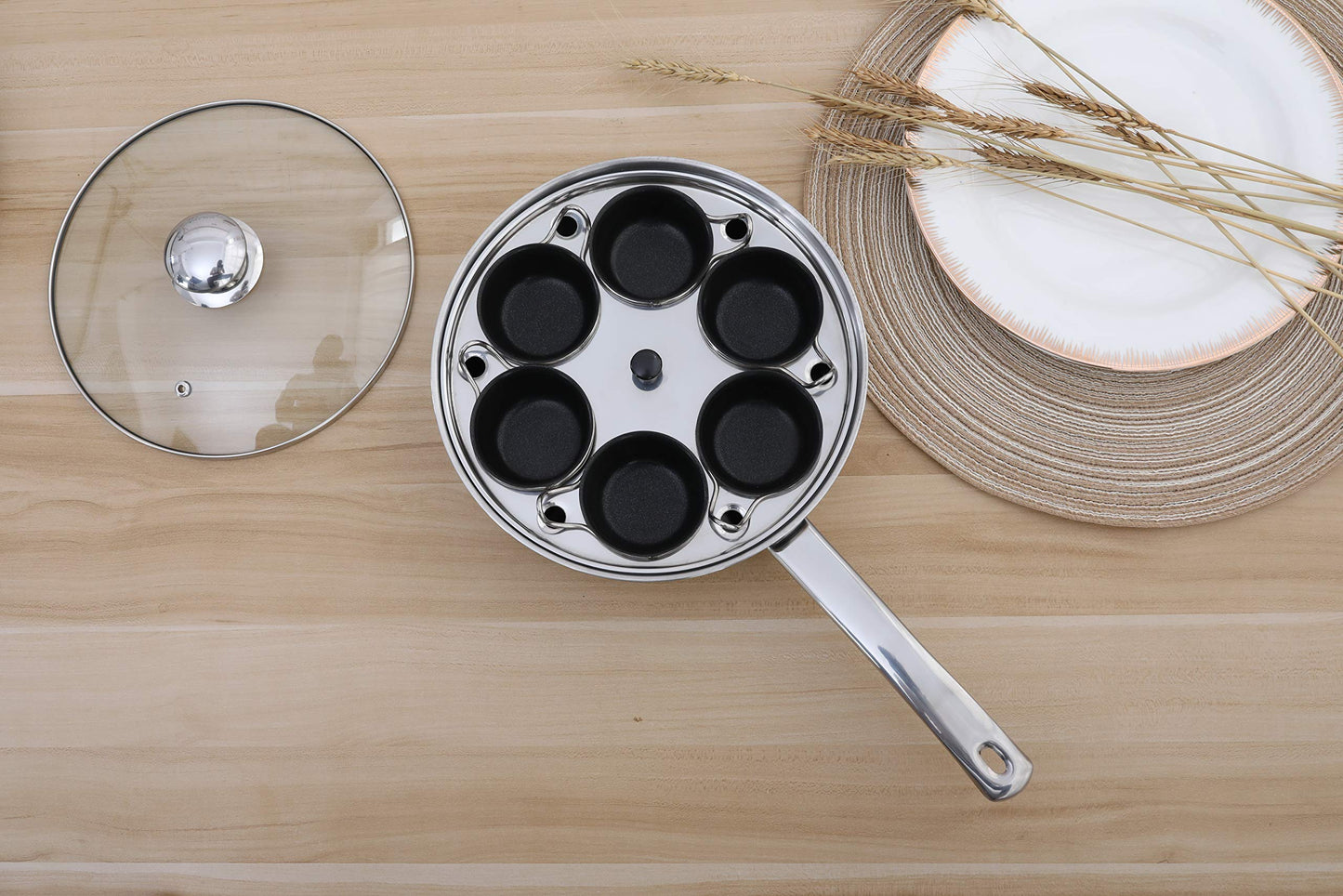 6 Cups Egg Poacher Pan - Stainless Steel Poached Egg Cooker – Induction Cooktop Egg Poachers Cookware Set with 4 Nonstick Large PFOA FREE Egg Poacher Cups and Silicone Spatula