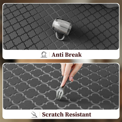 Arenarug Upgrade Scalloped Embossed Kitchen Mats for Floor 2PCS Cushioned Anti Fatigue Waterproof Foam Kitchen Rugs Non Slip Washable Comfort Standing Mat for Office Sink Laundry, Black