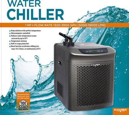 Active Aqua 0.5 HP Water Chiller with Boost | Cold Plunge & Ice Bath Cooler | Rapid Digital Temp Control | Fresh & Salt Water, Hydroponics, Aquariums | 90–172 Gal (1 HP)