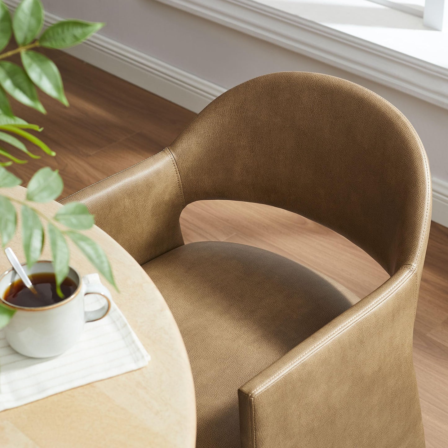 Modway Talia Vegan Leather Dining Armchair in Toast