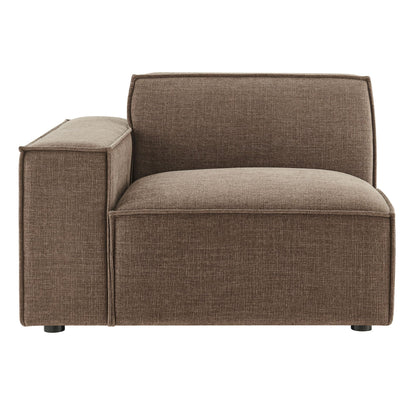 Modway Restore Left-Facing Modular Lounge Chair in Mocha - Living Room Fabric Upholstered Single-Arm Accent Armchair for Sectional Sofa with Coil Seat Support and French Piping