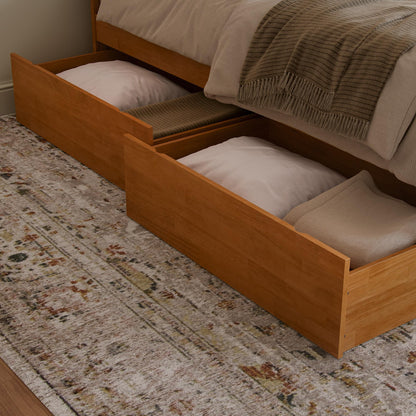 AFI, Portland King Platform Bed with Footboard & Storage Drawers, Light Toffee