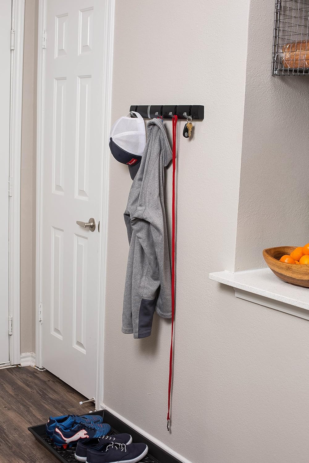 BirdRock Home Folding Hook Coat and Hat Rack, 5 Hooks, 18 Inches Wall Mount Decorative Storage