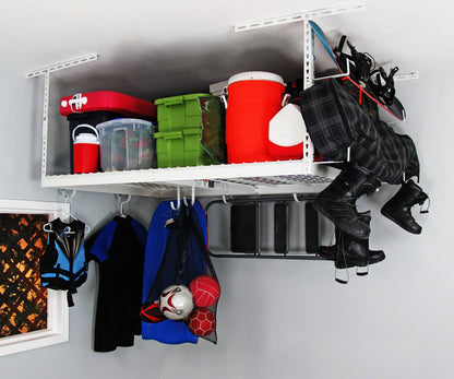 SafeRacks 4x6 Overhead Garage Storage Rack - Heavy Duty Steel Ceiling Mount Storage Shelves with 500 lb Capacity - Adjustable, Garage Overhead Storage, 18"-33" 2 Pack