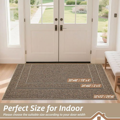 BEQHAUSE Dirt Trapper Door Mat - Non-Slip, Washable, Absorbent 32" x 72" Beige Entrance Mat