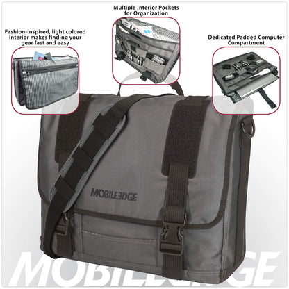 Mobile Edge ECO Laptop Messenger Bag for Men and Women, Fits Up To 17.3 Inch Laptops, Travel Work Computer Bag, Cotton Canvas, Padded Pockets, Black