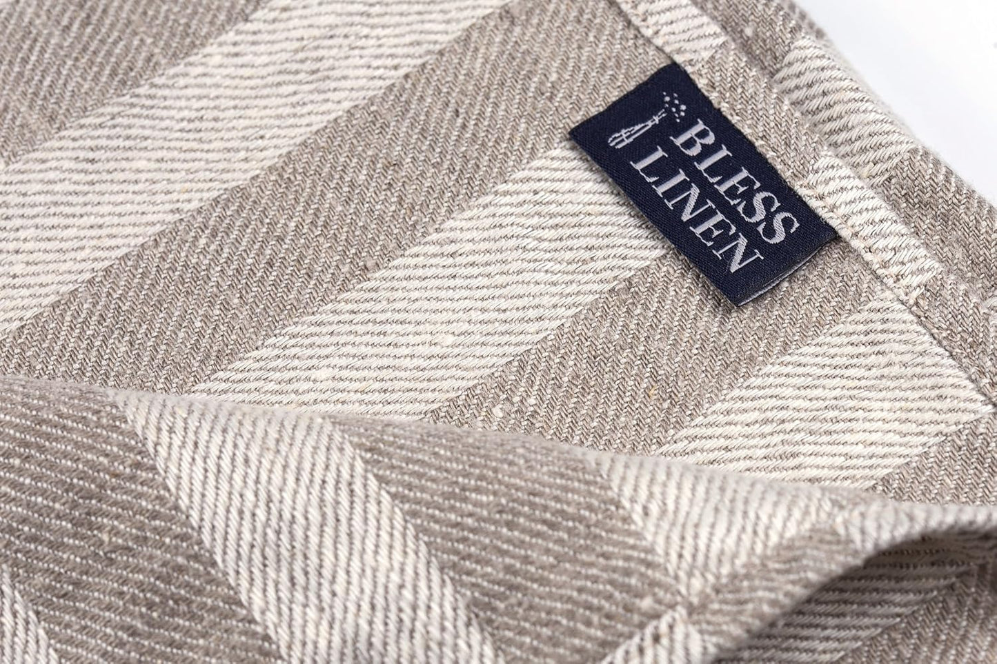 BLESS LINEN 100% 16 30 Inches, Set 2, Jacquard Striped Pure Linen Hand Kitchen Towel, x of Grey/White