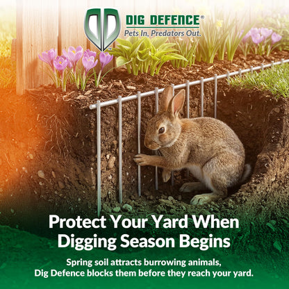 Dig Defence Original Animal Barrier Fence - Large Decorative Garden Fence, Outdoor No Dig Fence for Dogs and Rabbits, Yard and Patio - 32”(L) x 10”(H), 24 Pack