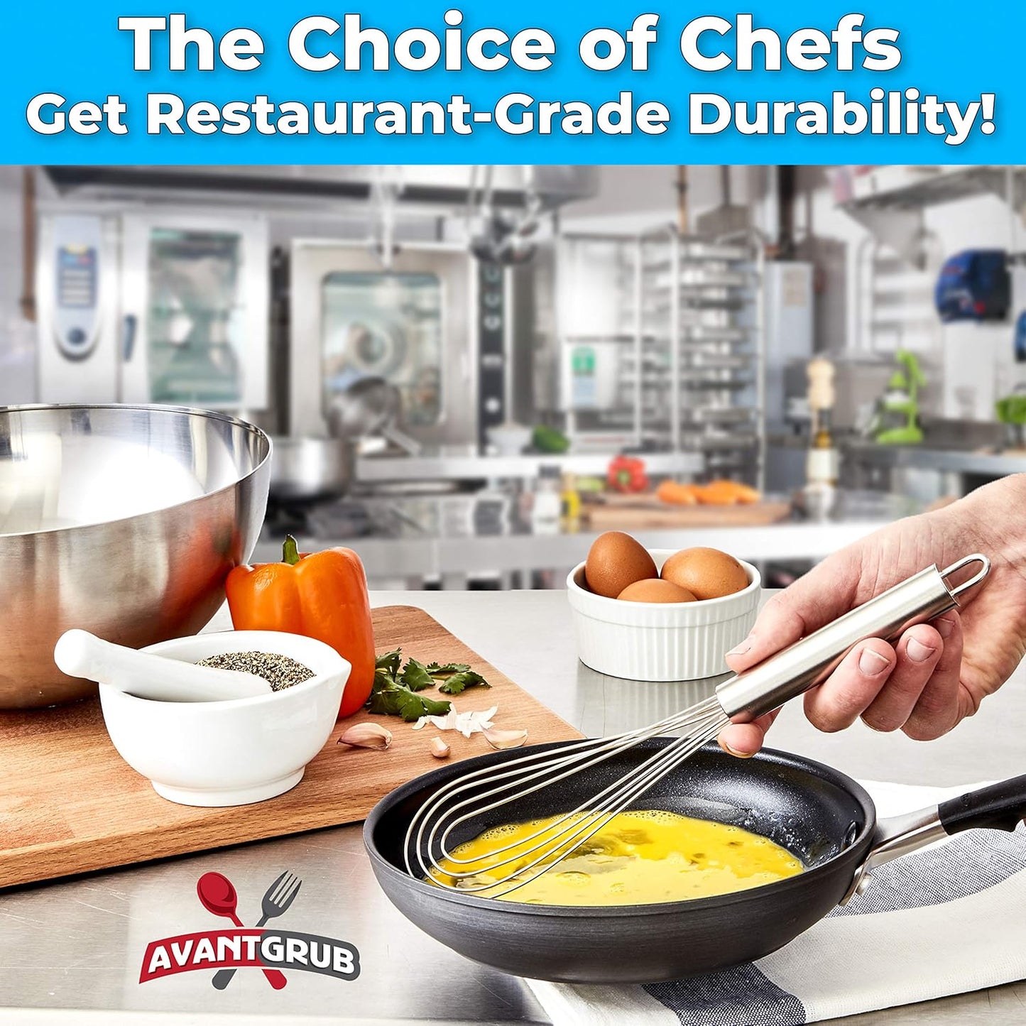 Chef Grade Non Scratch 10" Flat Bottom Whisk - Best Stainless Steel Roux Whisk for Cooking and Whisking Spatula Tool