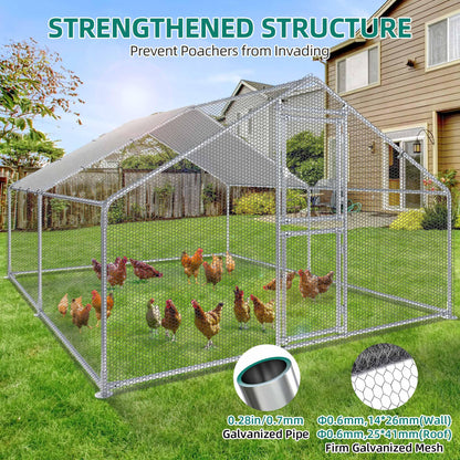 YITAHOME Large Metal Chicken Coop Run Pen for 10-20 Chickens, Walk-in Poultry Cage Hen Run House w Waterproof & Anti-UV Cover, Outdoor Chicken Cage for Outside, Backyard, Farm (13.1 x 9.8 x 6.4 ft)