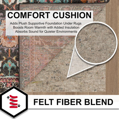 Mohawk Home Non Slip Rug Pad 12' x 15' - 1/2" Thick Felt + Latex Rubber Gripper - Dual Surface Cushion for Hardwood, Carpet, Tile Floors, Made in USA