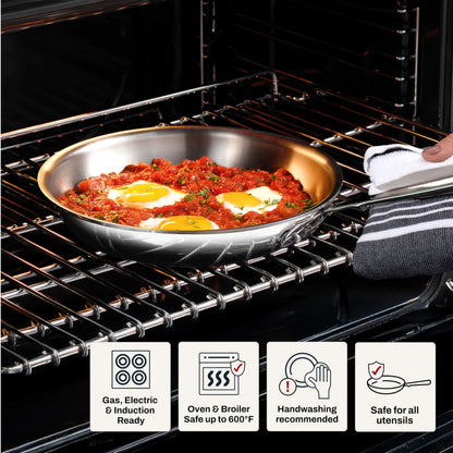 All-Clad D3® Stainless Steel 12 inch Frying Pan With Lid- Made in the USA- The Original Bonded Professional Cookware- Oven Safe & Induction Compatible