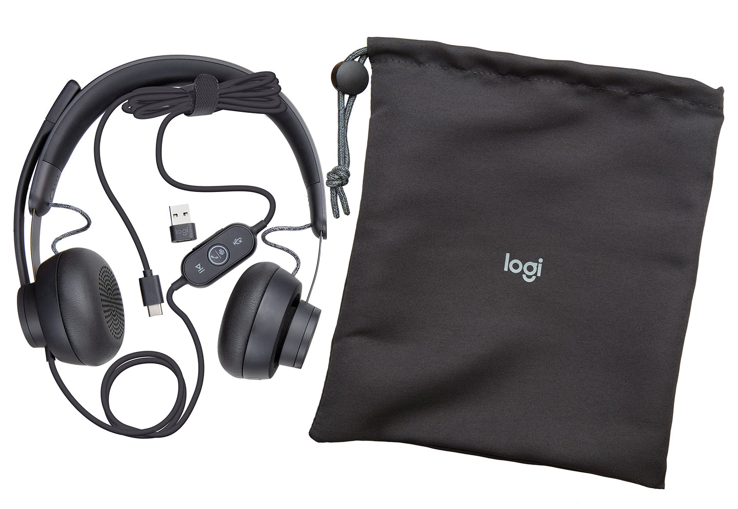 Logitech Zone Wired Noise Cancelling Headset, Certified for Microsoft Teams with Advanced Noise-canceling mic Technology for Open Office environments, USB-C with USB-A Adapter, Graphite