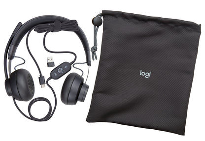 Logitech Zone Wired Noise Cancelling Headset, Certified for Microsoft Teams with Advanced Noise-canceling mic Technology for Open Office environments, USB-C with USB-A Adapter, Graphite