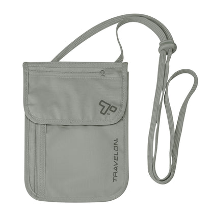 Travelon Rfid Blocking Undergarment Neck Pouch Travel Wallet, Gray, One Size