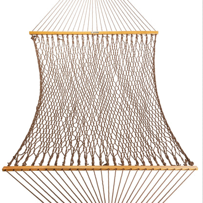 Original Pawleys Island Deluxe Antique Brown DuraCord Rope Hammock – 13 ft. x 65 in, 2-Person, 450 lb Capacity, Oak Spreader Bar, Zinc-Plated Hardware, Handcrafted in the USA