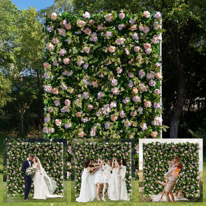 Artificial Luxury‌ Flower Wall Panels, Gorgeous 3D Silk Floral Backdrop for Wedding, Baby Show, Party and Home Decor, Quick Assembly/Storage, Both Eco ＆ Pet Friendly