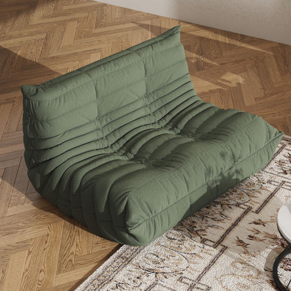 Comfy Memory Foam Loveseat Bean Bag Chair for Adults - Teddy Fleece Fireside Accent Chair for Reading, Lazy Floor Sofa Couch Boneless Chaise Lounge for Living Room Bedroom Home Theater, 2 Seater