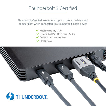 StarTech.com 4 Bay Thunderbolt 3 NVMe Enclosure, for M.2 NVMe SSD Drives, 1x DisplayPort Video/ 2X TB3 Downstream Ports, 40Gbps, 72W Power Supply, External Hard Drive Enclosure , TAA (M2E4BTB3)