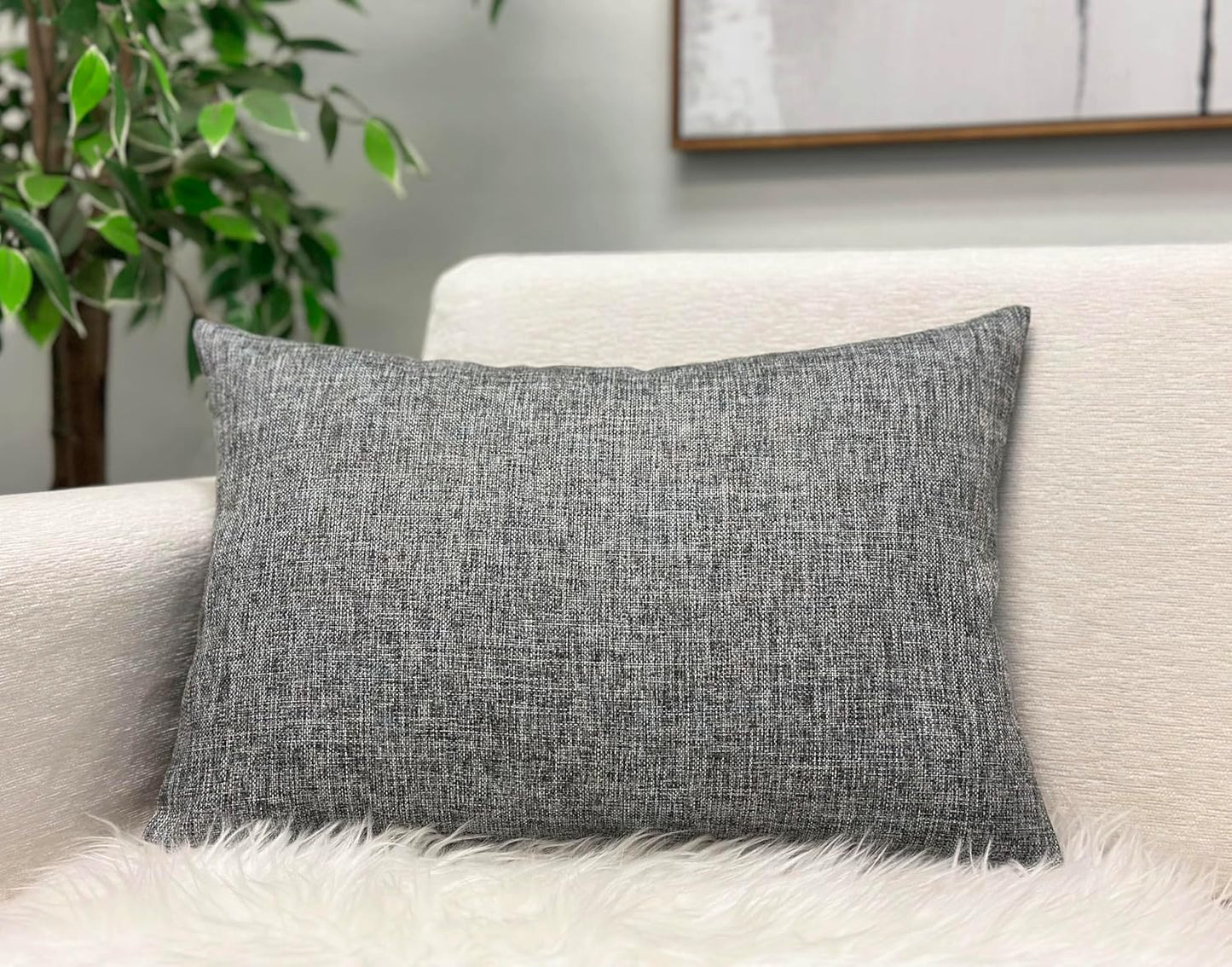 12x18 Inch 1 Aiking Home Imitation Burlap Lumbar Pillow Cover Vintage Faux Linen Rustic Natural Look, Piece Elegance