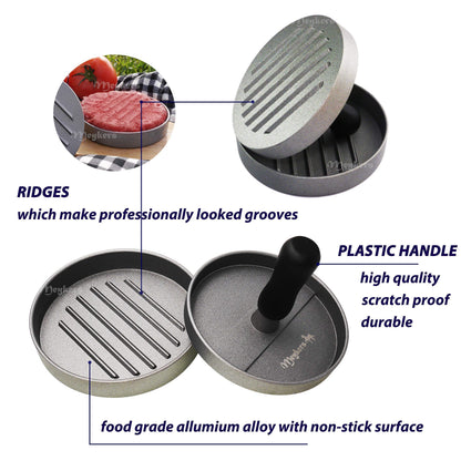Meykers Burger Press 100 Patty Papers Set | Non-Stick Hamburger Press Patty Maker Mold with Free Wax Paper Sheets | Meat Beef Cheese Veggie Burger Maker for Grill Griddle BBQ Barbecue | BPA Free