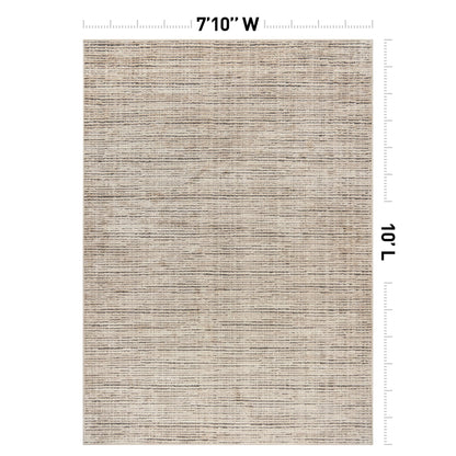 Rugshop Textured High-Low Indoor Area Rug, Neutral Stripe Design, Jute Backing, Living Room Bedroom Kitchen Rug, Easy-Care Spot Clean, 7'10" x 10' Beige/Gray