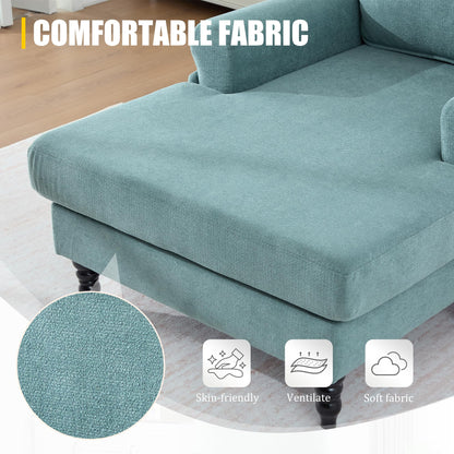 KEIKI Chaise Lounge Chair Indoor, Oversized Accent Chenille Armchair with Storage, Leisure Sleeper Single Sofa Side Chair, Corner Recliner Arm Chairs for Living Room Reading, Easy Assembly, Mint Green