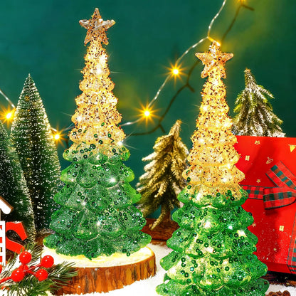 Mercury Glass Christmas Tree - Illuminated Tabletop Decor | 11.6" Gold Battery-Operated Centerpiece