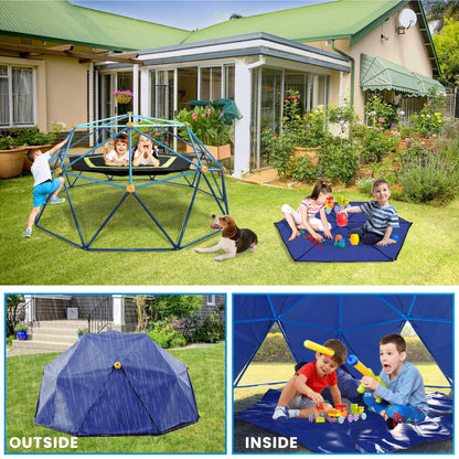 YuAnWe 10 FT Climbing Dome with Canopy and Hammock, Anti-Rust and UV-Resistant Dome Climber with 800LBS Load Capacity, Suitable for Outdoor Indoor Jungle Gym