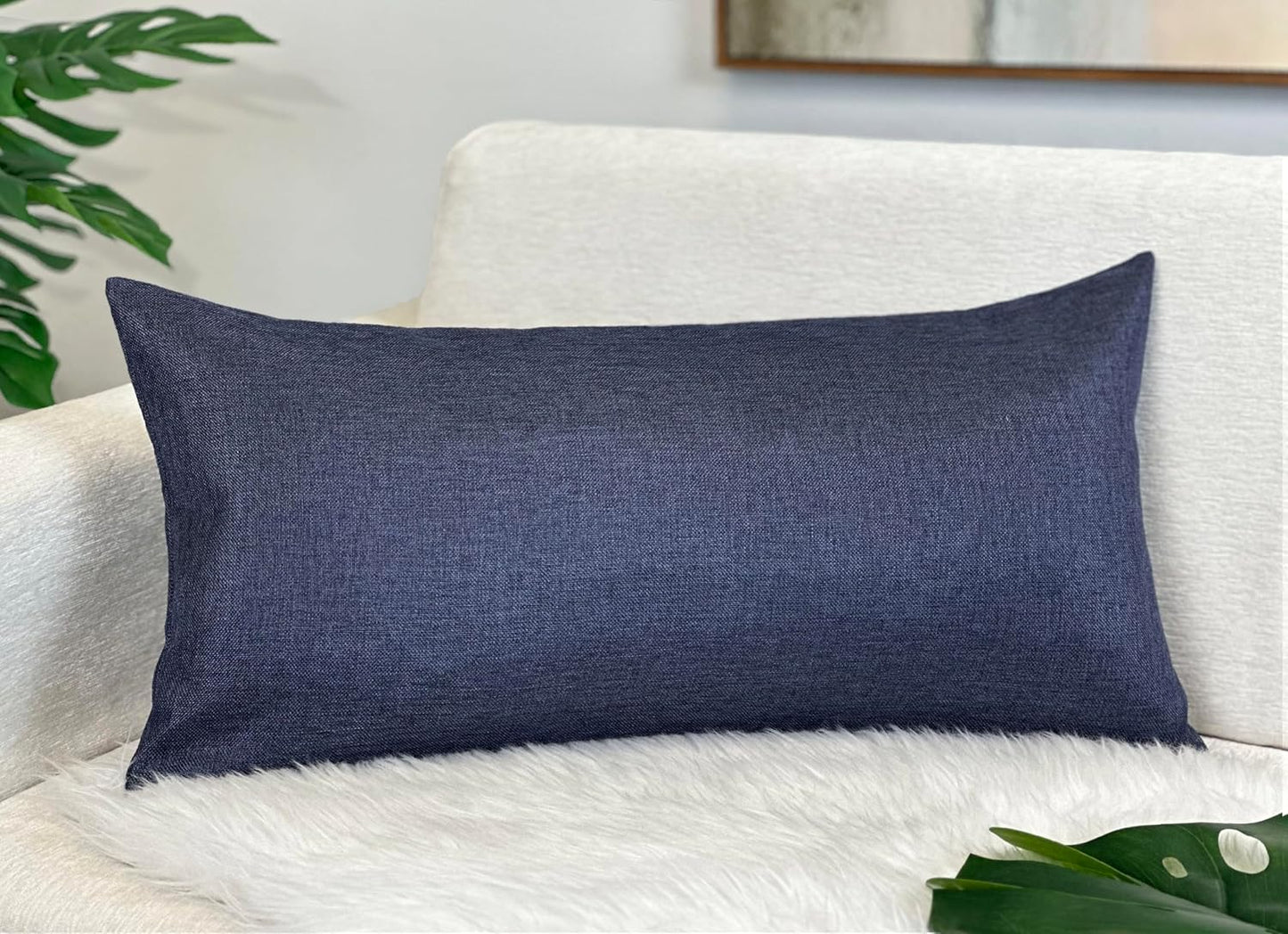 12x24 Inch 1 Aiking Home Imitation Burlap Lumbar Pillow Cover Vintage Faux Linen Rustic Natural Look, Piece Elegance