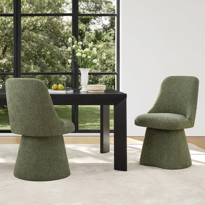 KISLOT Swivel Dining Chairs Set of 4, Upholstered Mid Century Modern Deskchair with High Back, Linen Fabric Kitchen Chairs for Dining Room, Bedroom, Dressing Room, Green