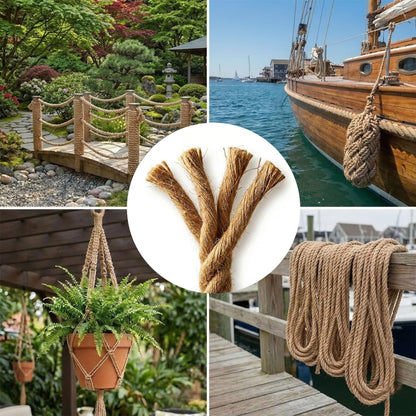 Hemp Rope - 3/4 Inch × 100 Feet - Natural Jute Twisted Manila Rope for Crafts, Hammock, Railing, Decorating