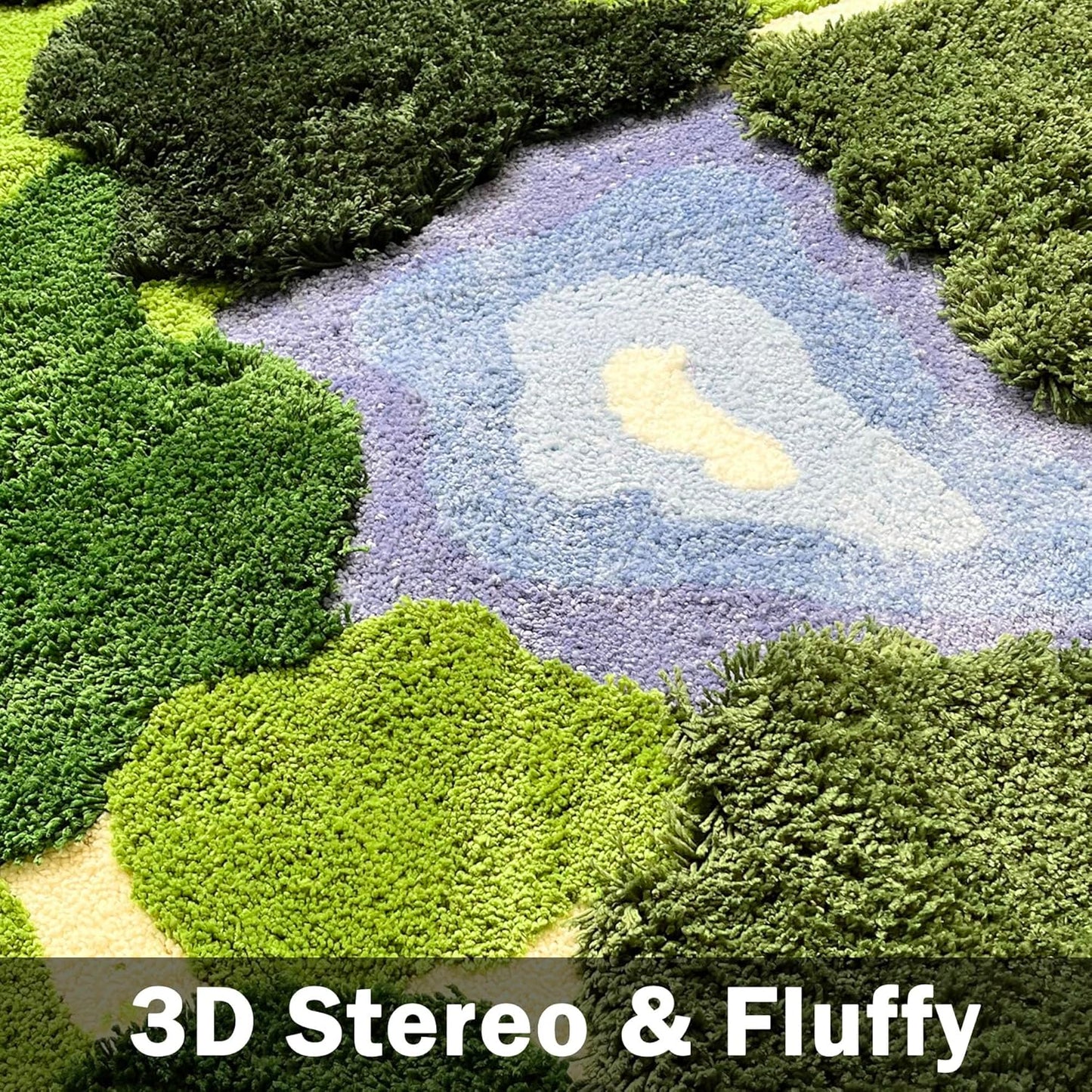 20x35 Inch 3D Moss Rug,Shag Carpet Leaf Area Bathroom Rugs Non Slip Bath Mat Tufted Rug,Ultra Soft Washable Children