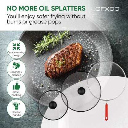 Cooking Oil Pan Cover - Set of 3: 8.2", 11.4" and 11.4" - Grease Stainless Steel Splatter Screen - Skillet Splash Guard Cover for Frying Pan