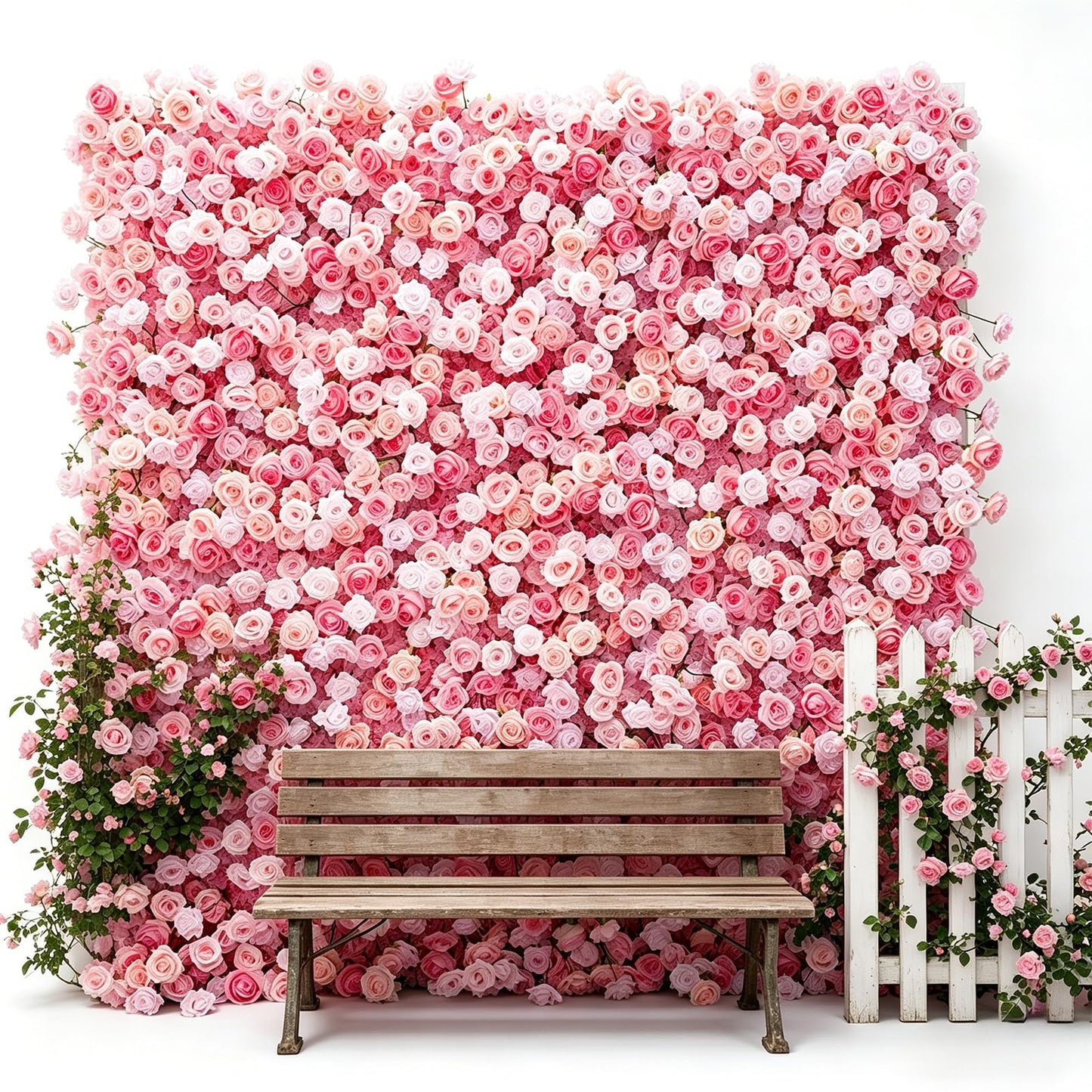 5D Pink Realistic Rose wall Backdrop, 8×8ft,Artificial Flower wall Panel. Easy to Install and Store, Reusable. Perfect for Weddings, Birthday Parties, and Home Decoration. Without Stand