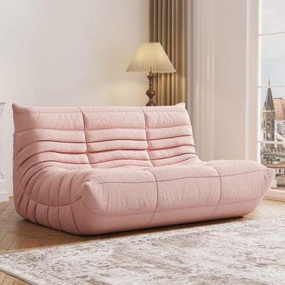 Comfy Memory Foam Loveseat Bean Bag Chair for Adults - Teddy Fleece Fireside Accent Chair for Reading, Lazy Floor Sofa Couch Boneless Chaise Lounge for Living Room Bedroom Home Theater, 2 Seater
