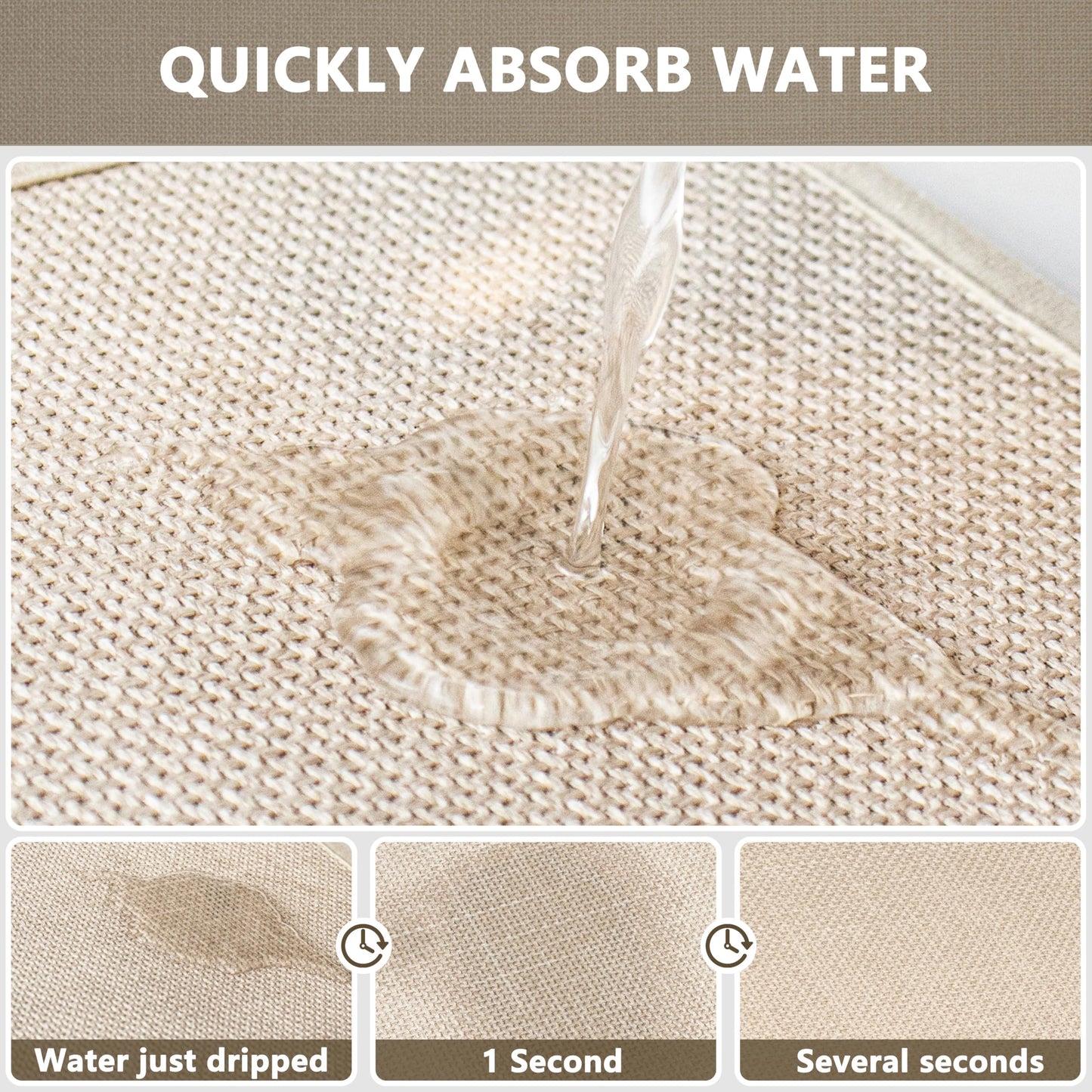 AevitasX Ultra Thin Non Slip Bath Mat with Rubber-Backing Braided Absorbent Machine Washable Bathroom Rugs, Quick Dry, Fits Under Door 17" x 24" Beige