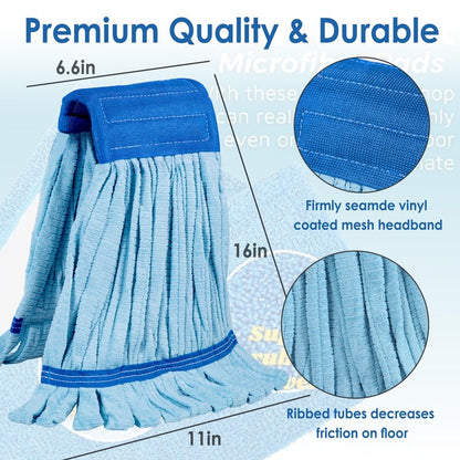 2 Pack - Large Commerical Microfiber Tube Mop 400GSM - Heavy Duty Industrial Wet Mop Head Refill, Thick Fiber, Replacement Heads, Extra Absorbent