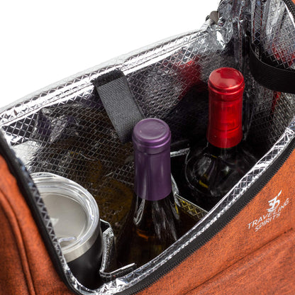 Traveling Spirits Insulated Wine Carrier | 2-3 Bottle Travel Bag With Stainless Steel Tumblers | Cooler Tote for Travel - Great Gift for Wine Lovers and Enthusiasts