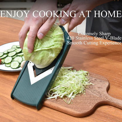 NACOLUS Adjustable Mandoline Slicer for Kitchen - Ultra Sharp V-Blade with Container, Julienning Slicer for Potatoes, Apples, Onions, Tomatoes