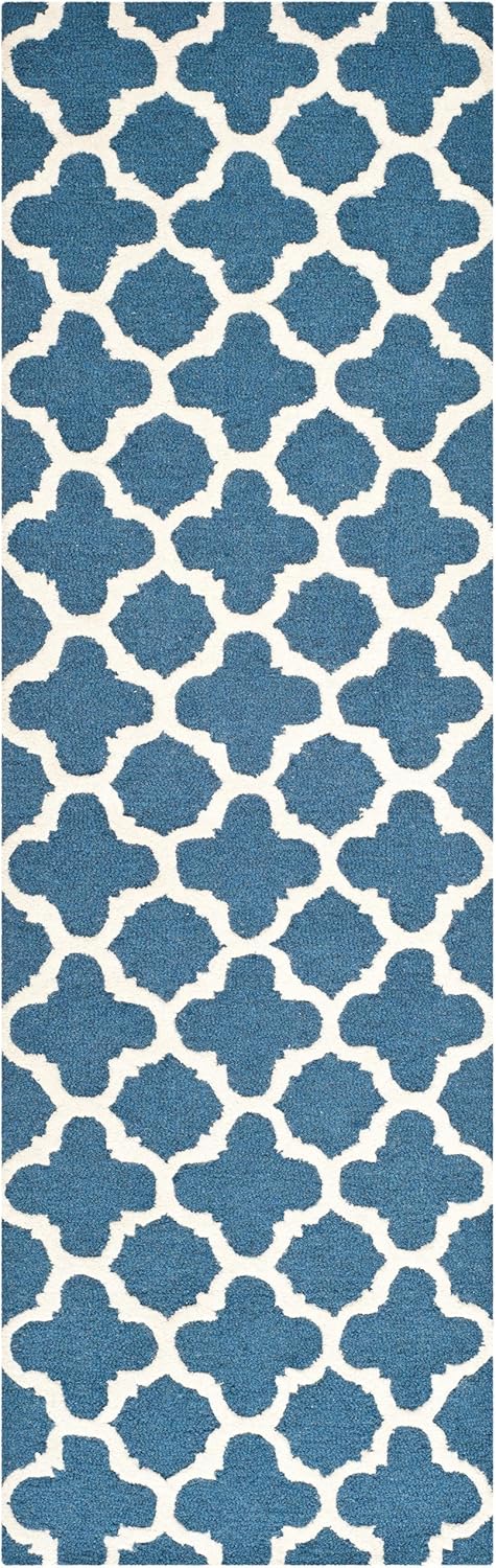 2' 3' CAM130G SAFAVIEH Cambridge Collection x Navy/Ivory Handmade Moroccan Premium Wool Accent Rug