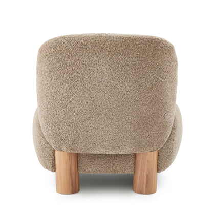 Christopher Knight Home Modern Low Profile Accent Chair for Living Room, Boucle Upholstered Armless Chair with Rubberwood Legs, Comfy Lounge Armchair, Plush Cloud-Like Seating for Bedroom, Light Brown