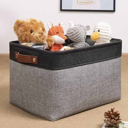 DULLEMELO Fabric Storage Basket for Organizing Clothes, Toys, Towels, Laundry, Nursery - Black & Gray