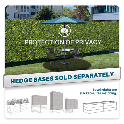 COARBOR 54" x 72" x 6" Artificial Boxwood Hedge Wall Milan with White Flowers Interior Divider Privacy Fence Faux Greenery Backdrop for Home Decor, Party Decor, Backyard Balcony Deck
