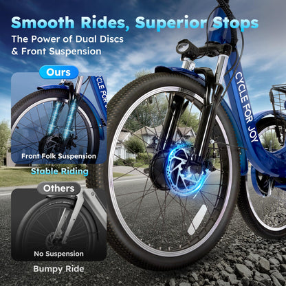 RegalRider Electric Tricycle for Adults, 7-Speed Electric Trike with 48V 624WH Removable Battery, 70Miles Long Lasting Range in PAS 1, 18.6Mph Max, 3 Wheel Electric Bike, Dual Disc, 24"