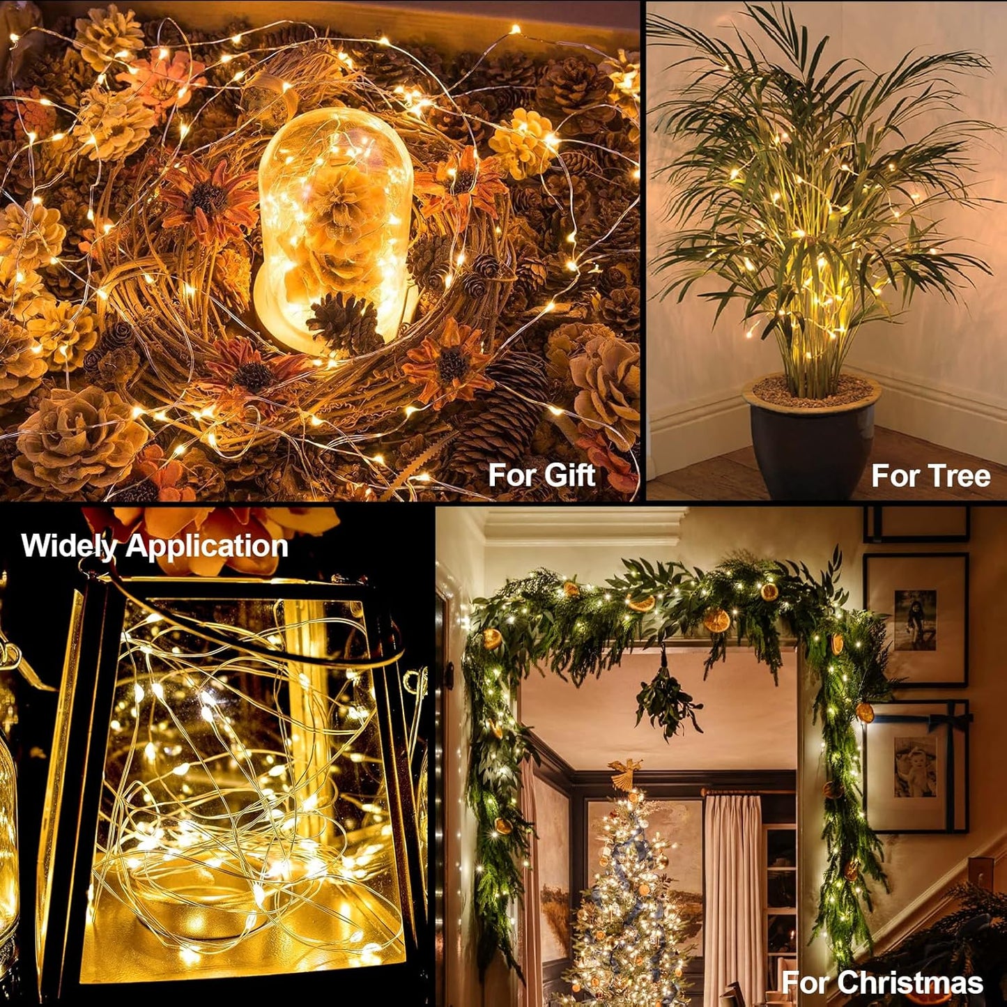 16.4Ft 50 5 Fairy Lights Battery Operated LED Silver Copper Wire Twinkle Lights with Lighting Modes for Christmas