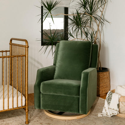 Namesake Crewe Glider Recliner Nursery Chair - GREENGUARD Gold & Certi-PUR US Certified Rocker Recliner - Glider Rocking Chair for Nursery & Living Room - Manual, 360° Swivel, Green