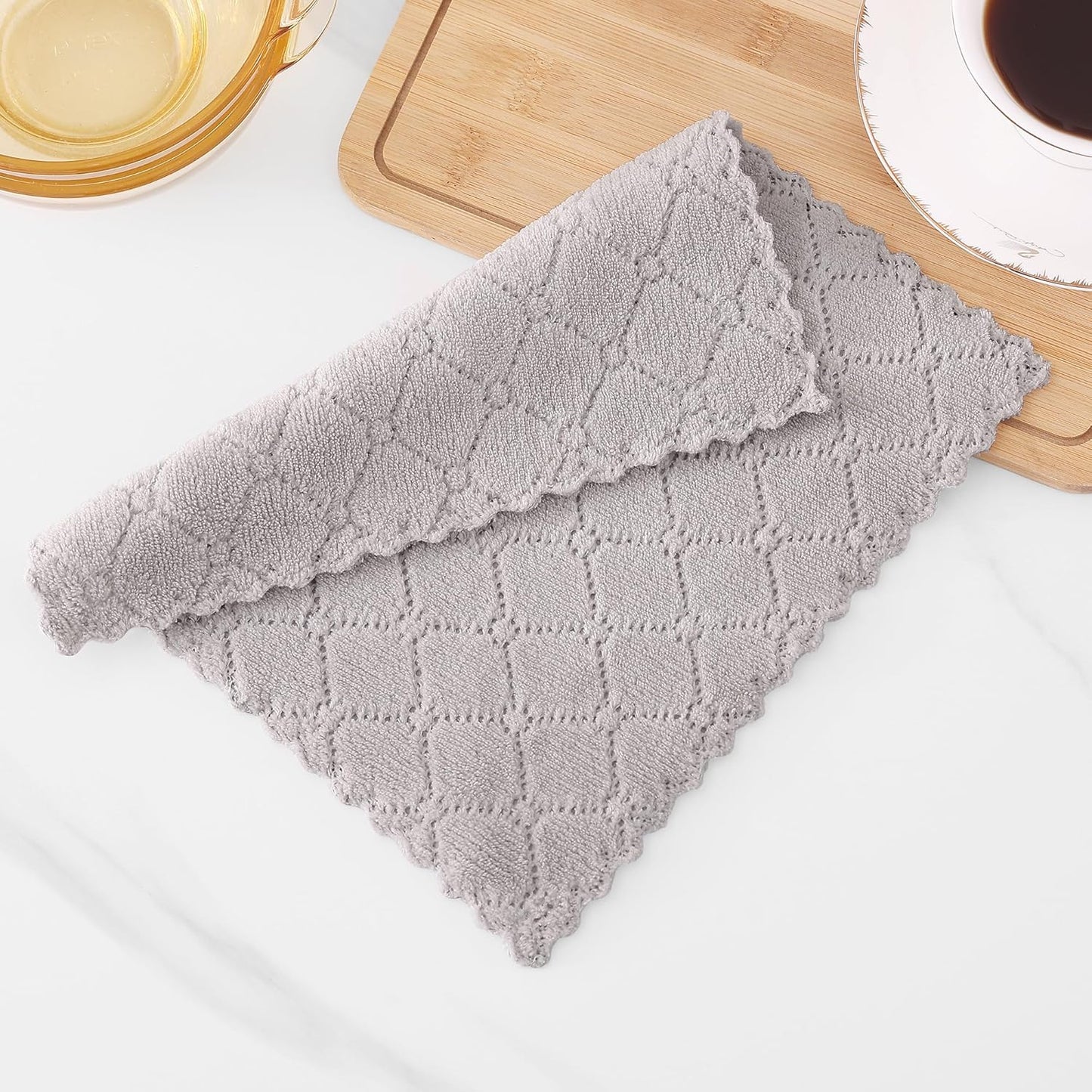 24 Pack (10 10 Inches, Homaxy Kitchen Dish Cloths x Grey), Super Soft and Absorbent Coral Velvet Dish Towels, Nonstick