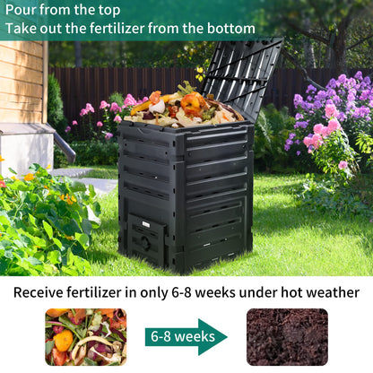 YITAHOME 120 Gallon (450L) Large Outdoor Compost Bin, Composter Box with Snap-on Top Lid and Aeration System, Lightweight Garden Compost Barrel Tumbler, Easy Assembly